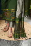 Silken Vana β Pochampally Elegance Suit in Olive Sage