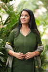 Silken Vana β Pochampally Elegance Suit in Olive Sage