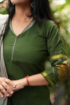 Silken Vana β Pochampally Elegance Suit in Olive Sage