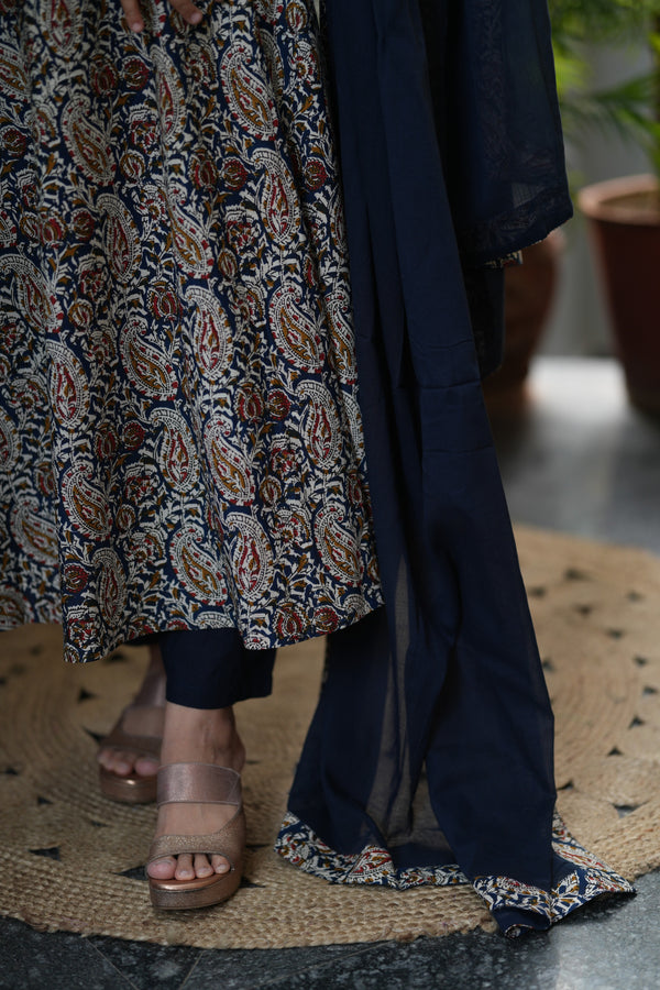 Kalamkari Neelambari Anarkali