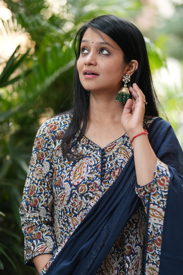 Kalamkari Neelambari Anarkali