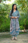 Thamarai Schiffli Hand block Cotton Suit Set with Doria Dupatta
