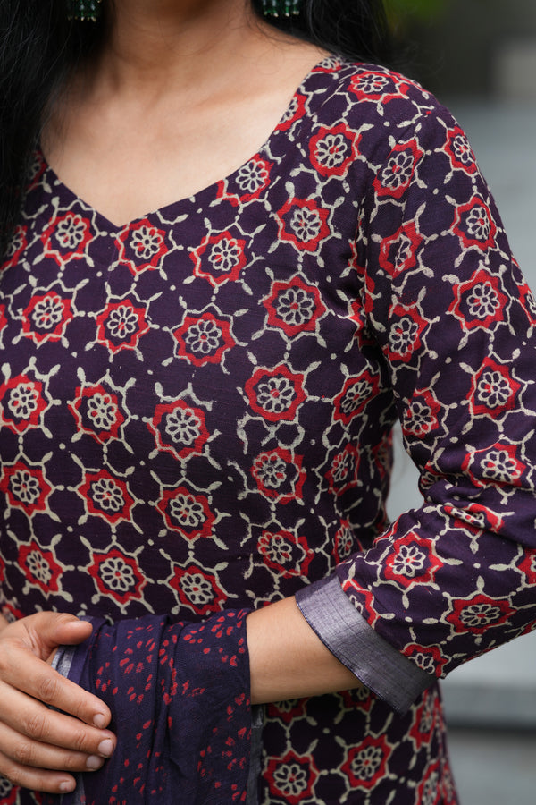 β¨ Aavira Linen Hand BlockPrinted Suit Set with lining