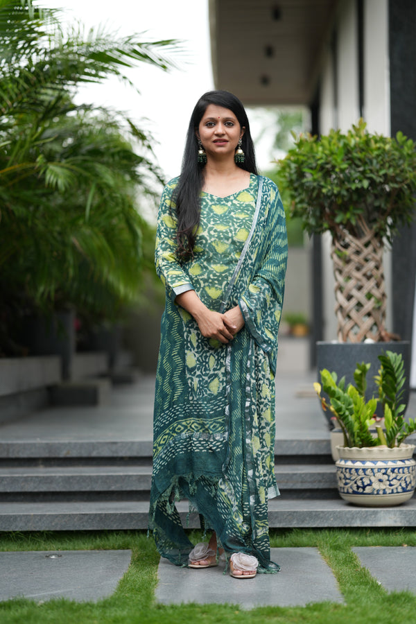 ✨ TanirikaLinen Hand BlockPrinted Suit Set with lining