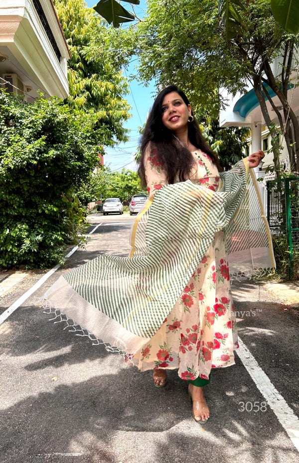 Shruti-Kota Doria Floral Anarkali