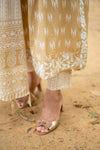 Beige and White Embroidered Anarkali Dress