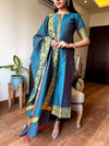 Aadhira Banarsi Silk Teal Kurta set
