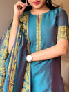 Aadhira Banarsi Silk Teal Kurta set