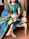 Aadhira Banarsi Silk Teal Kurta set