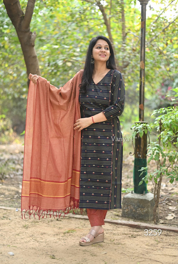Nivrita Elegant Pochampally Handloom Cotton Suit Set