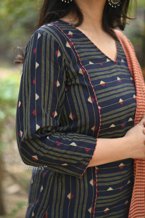 Nivrita Elegant Pochampally Handloom Cotton Suit Set