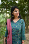 AnvithaElegant Pochampally Handloom Cotton Suit Set