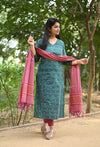 AnvithaElegant Pochampally Handloom Cotton Suit Set