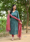 AnvithaElegant Pochampally Handloom Cotton Suit Set
