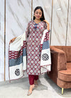 Aashitha Applique Ajrak Cotton Suit Set