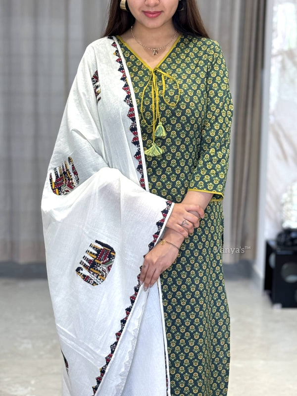 Charitha Applique Ajrak Cotton Suit Set