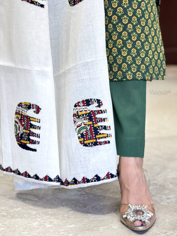 Charitha Applique Ajrak Cotton Suit Set