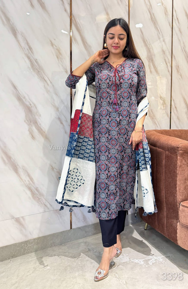 Anaya Applique Ajrak Cotton Suit Set