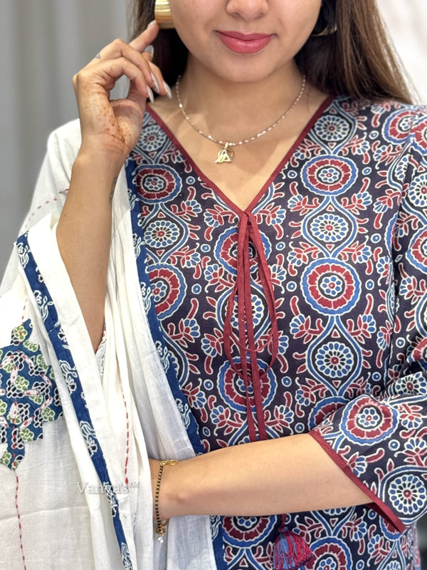 Anaya Applique Ajrak Cotton Suit Set