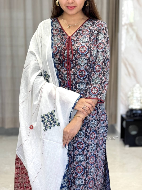 Anaya Applique Ajrak Cotton Suit Set