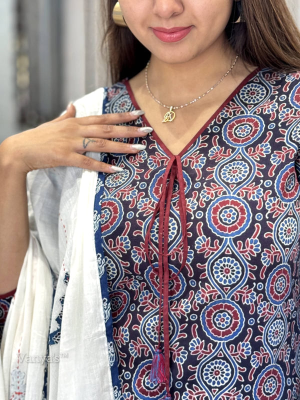 Anaya Applique Ajrak Cotton Suit Set