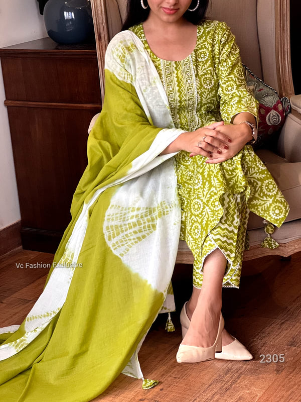 Lime Bloom Cotton Set