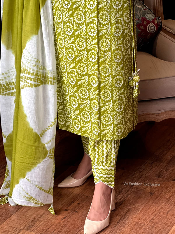 Lime Bloom Cotton Set