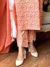 "Rust Radiance" Printed Cotton kurta Pant set