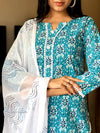 Aqua Bloom Cotton Kurta Set