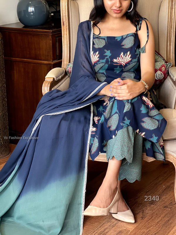 Midnight Bloom Strappy Kurta Set
