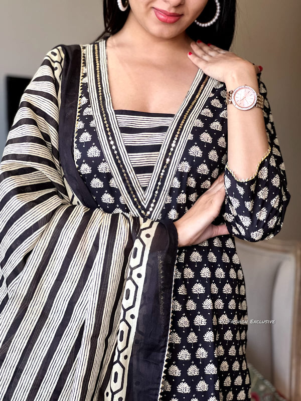 Midnight Aura Cotton Suit Set