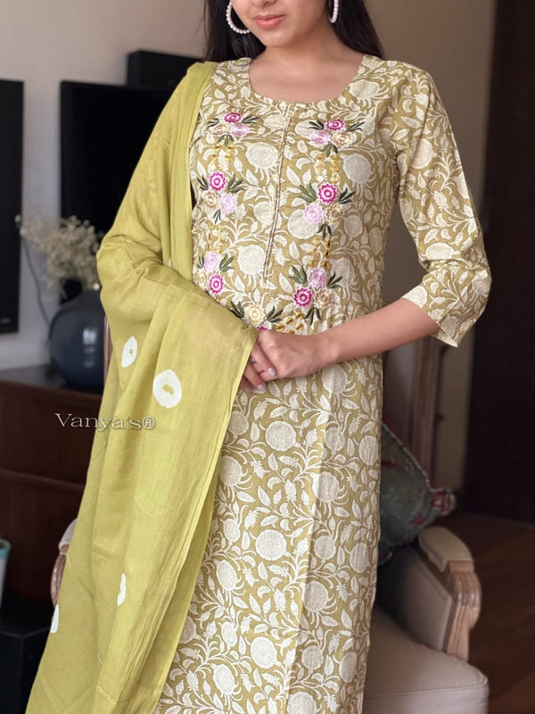 π’ Name: Olive Garden - Embroidered Cotton Suit Set πΏ