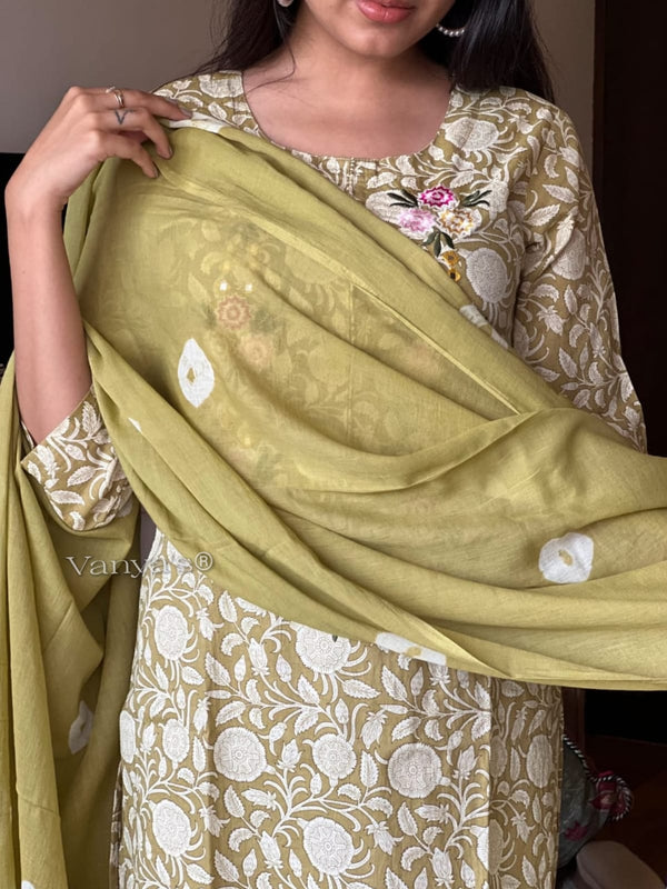 π’ Name: Olive Garden - Embroidered Cotton Suit Set πΏ