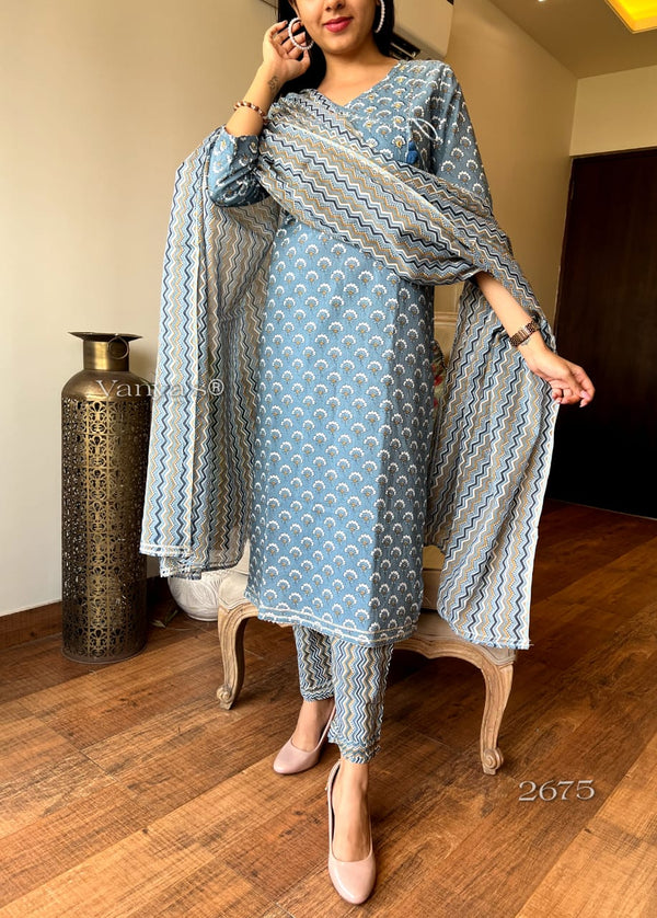 π· Azure Charm Cotton Suit Set