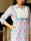 ๐ธ Nazaakat Buti Kurta Set โ Peach & Sky Blue Variants