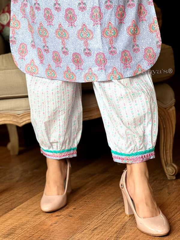 ๐ธ Nazaakat Buti Kurta Set โ Peach & Sky Blue Variants