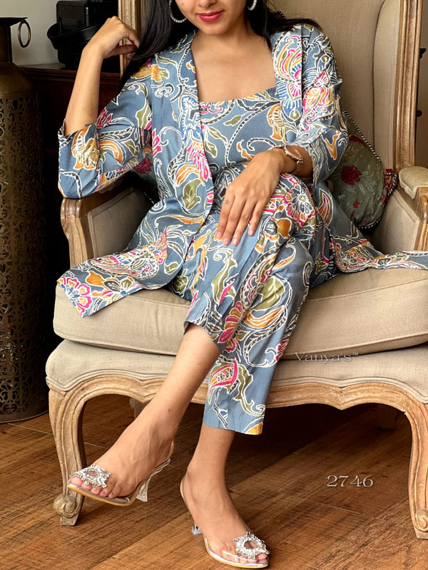 πͺ· Elegant Lotus Blue 3-Piece Co-ord Set