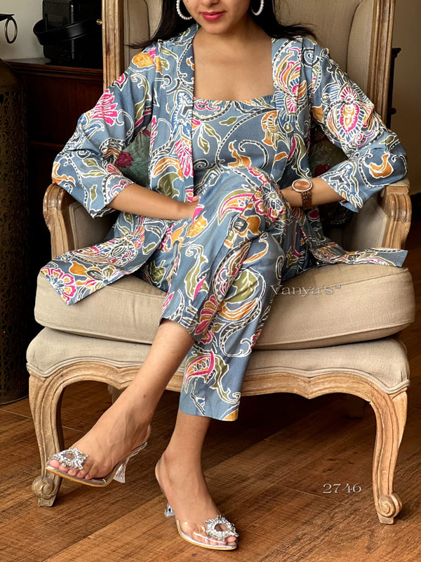 πͺ· Elegant Lotus Blue 3-Piece Co-ord Set