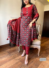 Gulrangi Elegance β Crimson Red Printed Suit Set