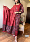 Gulrangi Elegance β Crimson Red Printed Suit Set