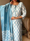 Icy Azure Cotton Suit Set