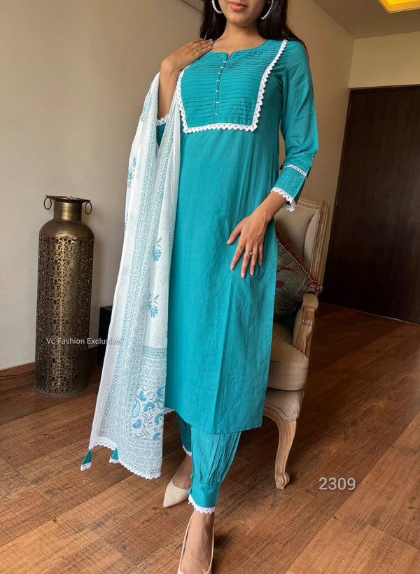 Aqua Charm Cotton Suit Set