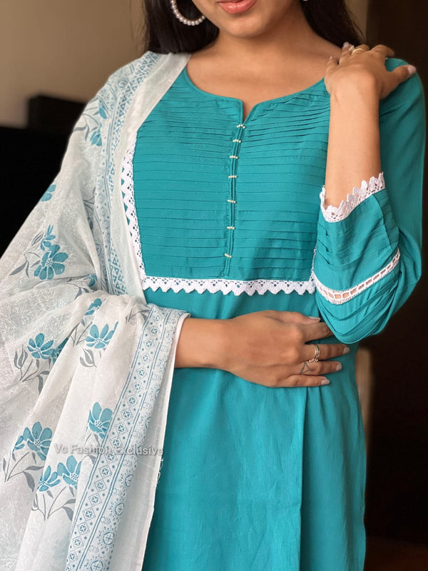 Aqua Charm Cotton Suit Set