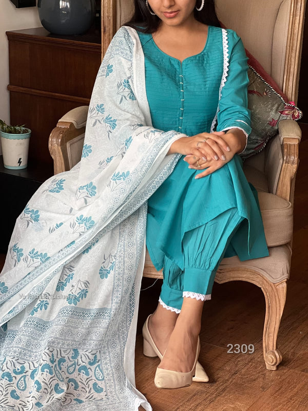 Aqua Charm Cotton Suit Set