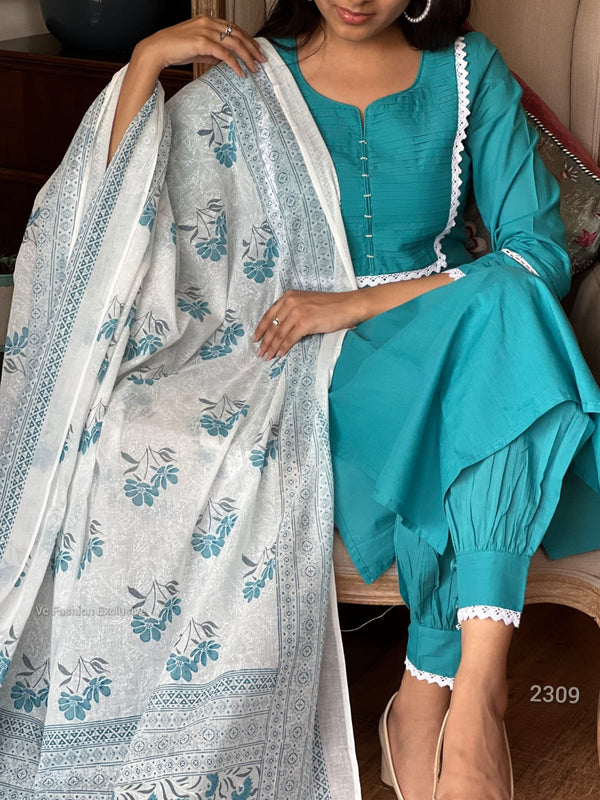 Aqua Charm Cotton Suit Set