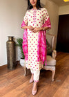 Polka Bloom Kurta Set β Ivory & Pink Magic β¨
