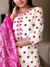 Polka Bloom Kurta Set β Ivory & Pink Magic β¨