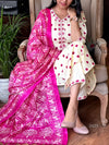 Polka Bloom Kurta Set β Ivory & Pink Magic β¨