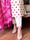 Polka Bloom Kurta Set β Ivory & Pink Magic β¨