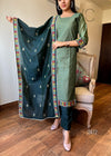 Emerald Elegance Cotton Suit Set
